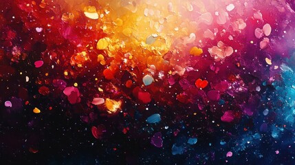 Aufkleber - Colorful heart patterns in vibrant abstract design create a romantic atmosphere in a lively art piece that captures emotions and expresses love and joy