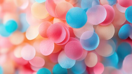 Poster - Colorful paper circles arranged in a vibrant pattern suitable for crafts and decorations in a creative workspace