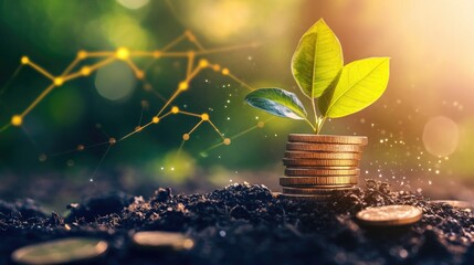 Poster - A conceptual visualization of sustainable investments yielding strong financial returns.