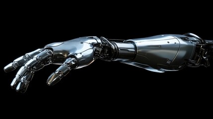 Poster - A futuristic robotic arm using mechanical energy for precise industrial automation.