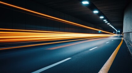 Poster - A glowing neon tunnel with dynamic light pulses traveling through its structure.
