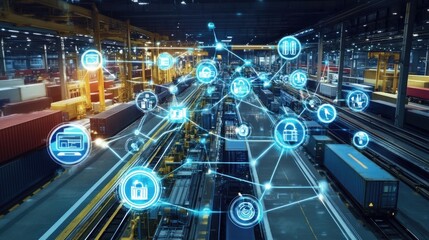 Poster - A hyperautomated supply chain powered by AI, visualizing interconnected logistics and predictive insights.