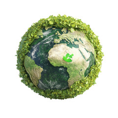 planet earth wrapped in dense green vegetation isolated on transparent background