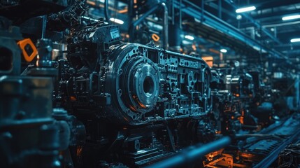 Poster - A mechanical press stamping metal sheets into precise industrial components.