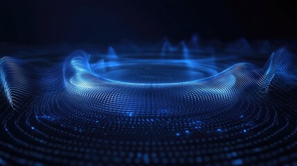 Poster - A radar-like circular soundwave propagation effect moving outward in a sci-fi setting.