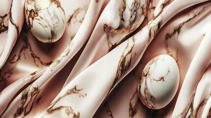 Poster - A white egg is on a pink cloth