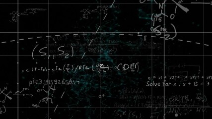 Poster - Animation of mathematical equations overlaying digital background in school setting
