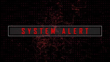 Poster - System alert animation over digital network background in red and black theme