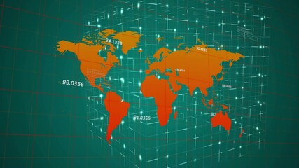 Poster - Displaying world map with numerical data and animation of network connections