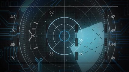 Poster - Displaying data, futuristic radar screen in blue and black tones with animation