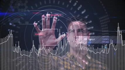 Poster - Interacting with futuristic animation, person scanning data and displaying graphs