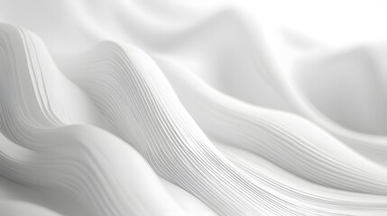 Fototapete - Abstract white wave patterns creating a soft, flowing texture with subtle shadows in a serene background