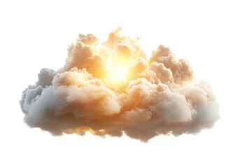 fluffy sunset cloud with warm orange highlights. isolated on a transparent background