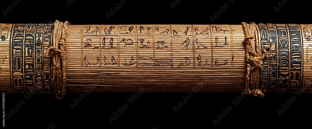 Ancient Egyptian Papyrus Scroll with Hieroglyphs, and History. Stock ...