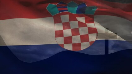 Poster - animation of croatian flag waving with transparent cross overlay in design