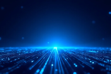 Fototapete - Dynamic light beam action digital space abstract image futuristic environment wide view