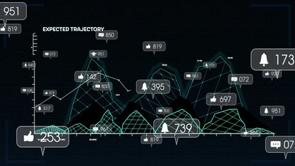 Poster - Animation showing graph with notifications and trajectory text in school presentation
