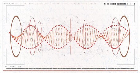 Poster - Animation of red waveform with dots and lines on white background