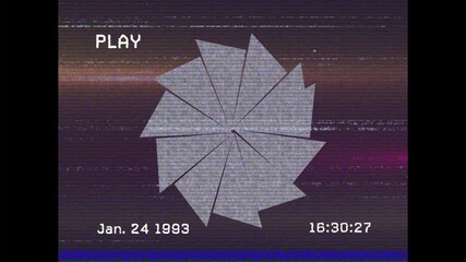 Poster - Animation of VHS tape effect with star shape and date overlay on static background