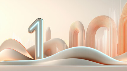 Wall Mural - Modern Abstract Design with Number 100