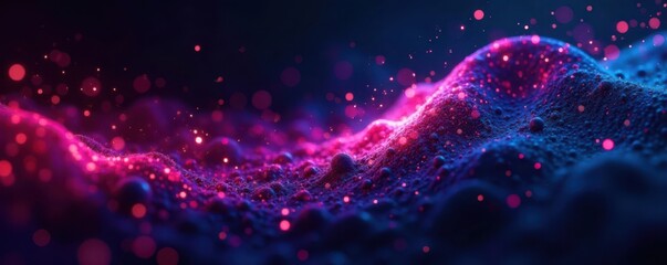 Swirling abstract tech particles amidst a dark mesh background, particle, futuristic