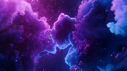 Wall Mural - Abstract nebula space background with purple and blue hues digital rendering
