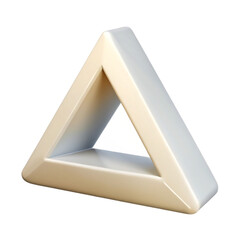 Poster - A minimalist cream-colored triangle sculpture with a hollow center, creating a sense of depth and intriguing negative space.