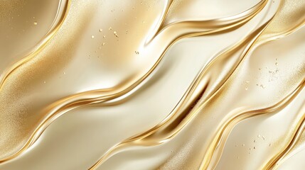 Poster - Flowing golden waves with shimmering highlights creating a luxurious and elegant background for design