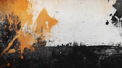 Poster - Abstract artwork featuring vibrant orange splashes against a textured white and black background, ideal for creative projects