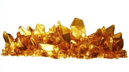 Poster - A stunning cluster of golden crystals reflecting light, showcasing their intricate shapes and textures
