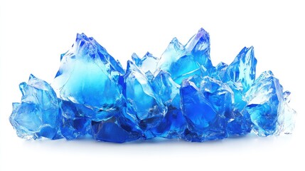 Poster - A stunning arrangement of blue crystalline structures resembling ice formations against a white background
