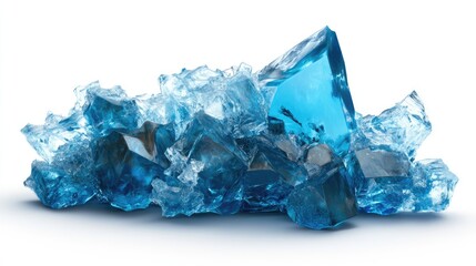 Poster - A stunning arrangement of vibrant blue crystals showcasing their intricate shapes and textures against a white background