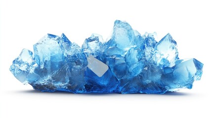 Poster - Stunning blue crystal formation showcasing intricate facets and natural beauty against a clean white background
