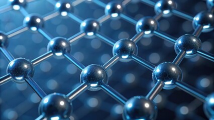 Poster - molecular structure of a molecule displayed on a blue background emphasizing nanotechnology