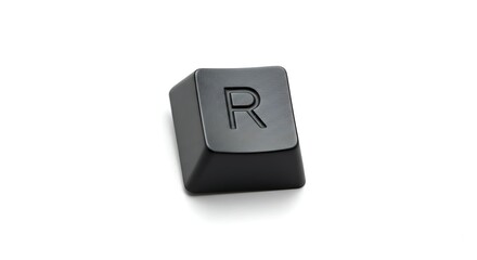 Poster - Isolated Black Keyboard Key 'r' on White Background for Computer Use