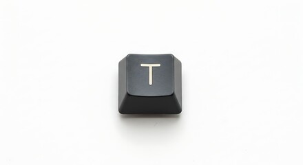 Poster - Black Keyboard Key with Letter T on White Background Studio Shot