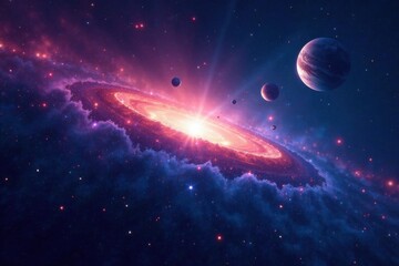 dark galaxy with stars and planets in space background, astronomy, nebula, stars