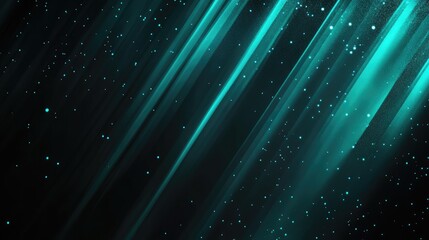Poster - Abstract teal and black background with glowing lines and particles creating a dynamic, ethereal atmosphere