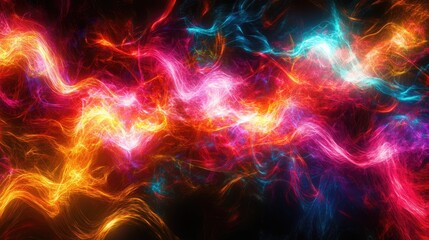 Poster - Vibrant abstract energy waves in a spectrum of colors creating a dynamic visual experience