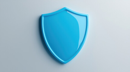 Poster - glossy 3D icon of blue shield symbolizes protection and security in modern design 3D icon for Advertising