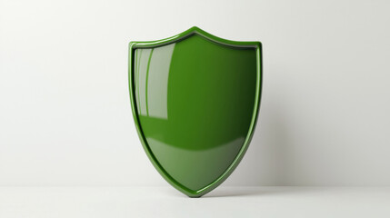 Poster - shiny 3D green icon of shield symbolizes protection and security in modern design 3D icon for Advertising