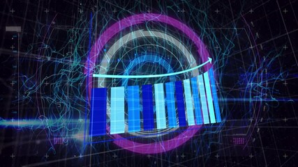 Poster - Digital data processing animation with colorful bars and abstract lines