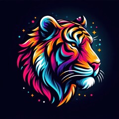  Colorful Tiger Head Illustration. (3)