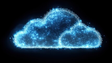 Fototapete - Glowing blue cloud shape, digital network concept.