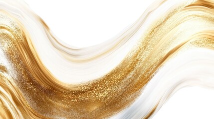 Poster - Abstract gold and white wave design with shimmering glitter, ideal for backgrounds in modern art or luxury themes