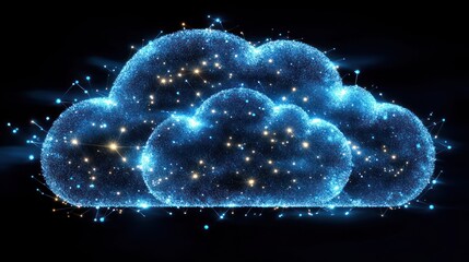 Fototapete - Glowing digital cloud computing network.
