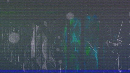 Poster - Animation with vibrant colors and digital glitch effect on geometric patterns