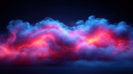 Poster - Glowing red and blue cloudscape at night.