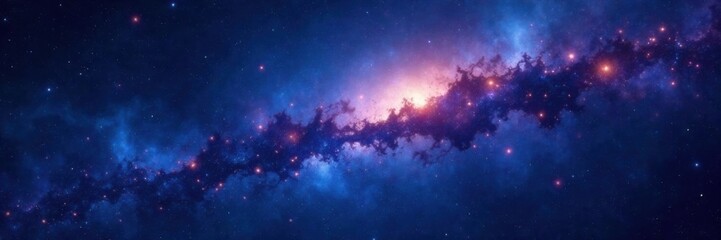 cosmic stars and nebulae in a dark blue background, space, galaxy, cosmos