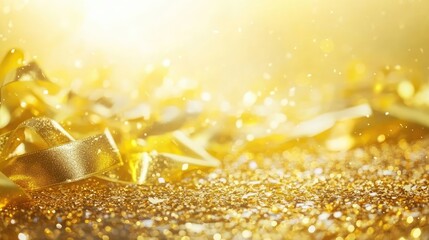 Poster - Shimmering golden ribbons and glitter create a festive atmosphere, perfect for celebrations and events